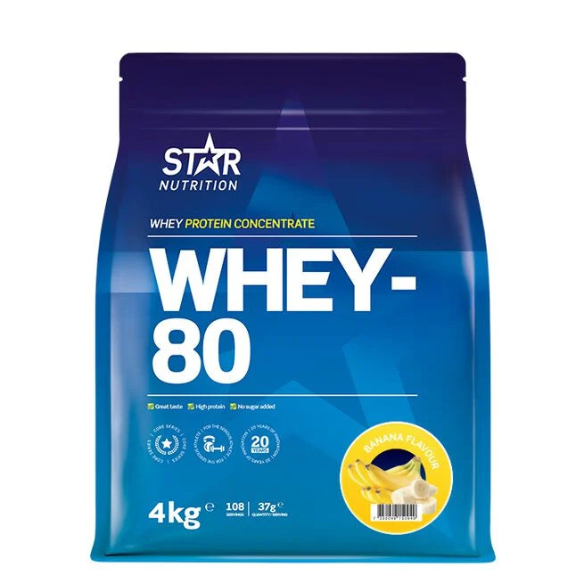 Whey-80 Myseprotein 4 kg Banan - LAGERRYDDING (1 igjen)